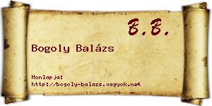Bogoly Balázs névjegykártya