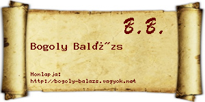 Bogoly Balázs névjegykártya